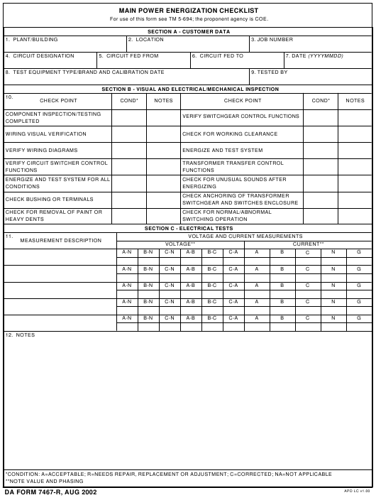 DA Form 7467-R form preview