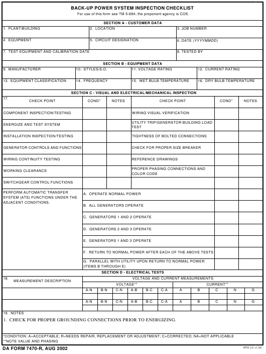 DA Form 7470-R form preview
