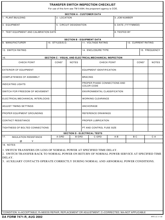 DA Form 7471-R form preview