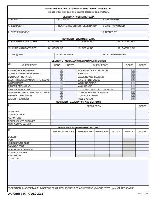DA Form 7477-R form preview