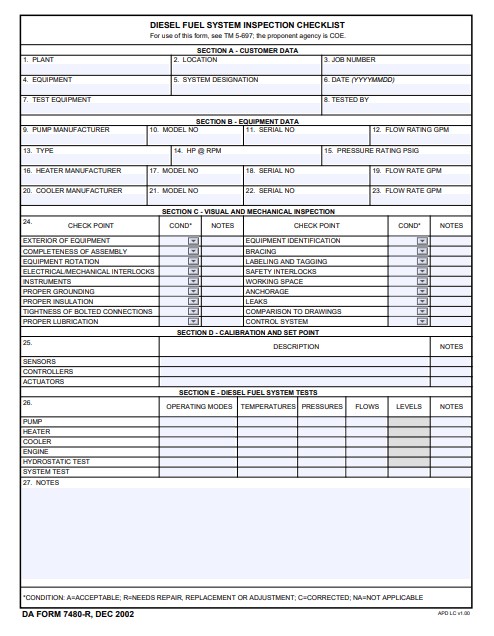 DA Form 7480-R form preview