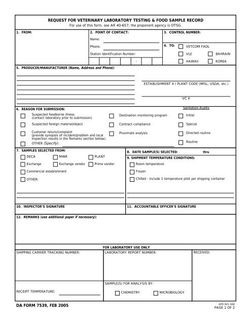 DA Form 7539 form preview