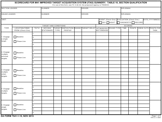 DA Form 7541-1-10 form preview