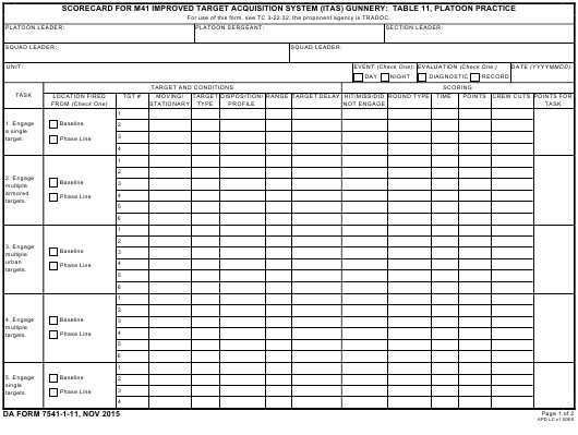 DA Form 7541-1-11 form preview