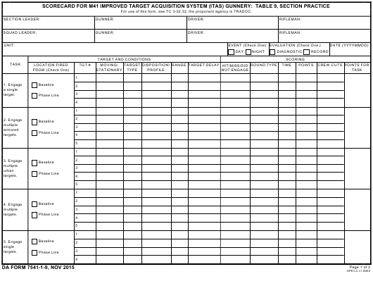 DA Form 7541-1-9 form preview