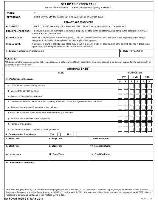 DA Form 7595-2-5 form preview