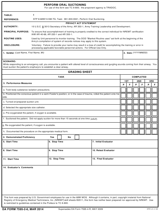DA Form 7595-2-6 form preview
