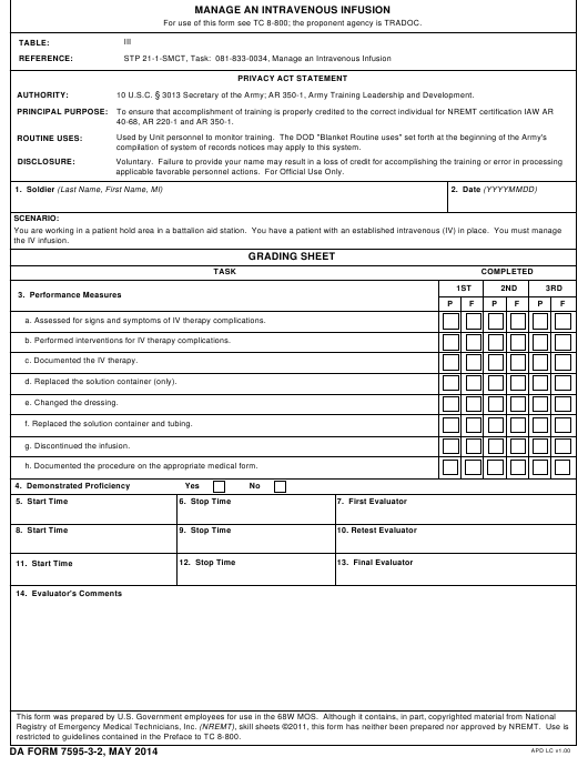 DA Form 7595-3-2 form preview