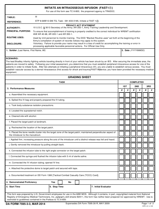 DA Form 7595-3-3 form preview