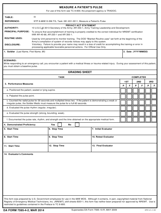 DA Form 7595-4-2 form preview