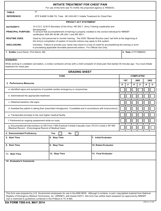 DA Form 7595-4-9 form preview