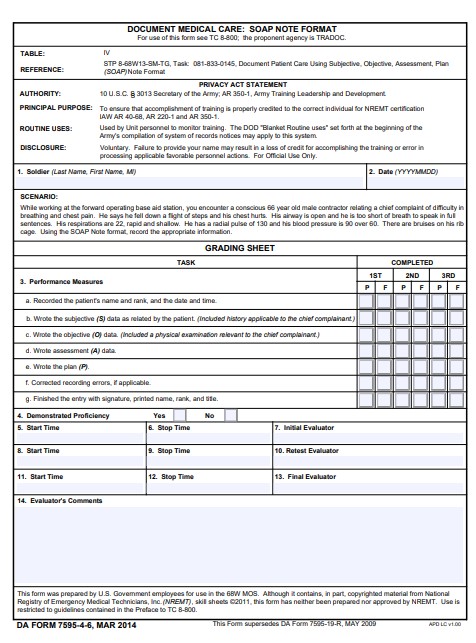DA Form 7595-5-4 form preview
