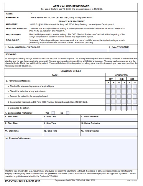 DA Form 7595-5-8 form preview
