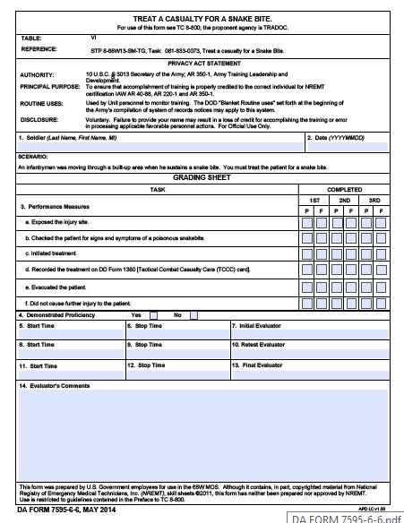 DA Form 7595-6-6 form preview