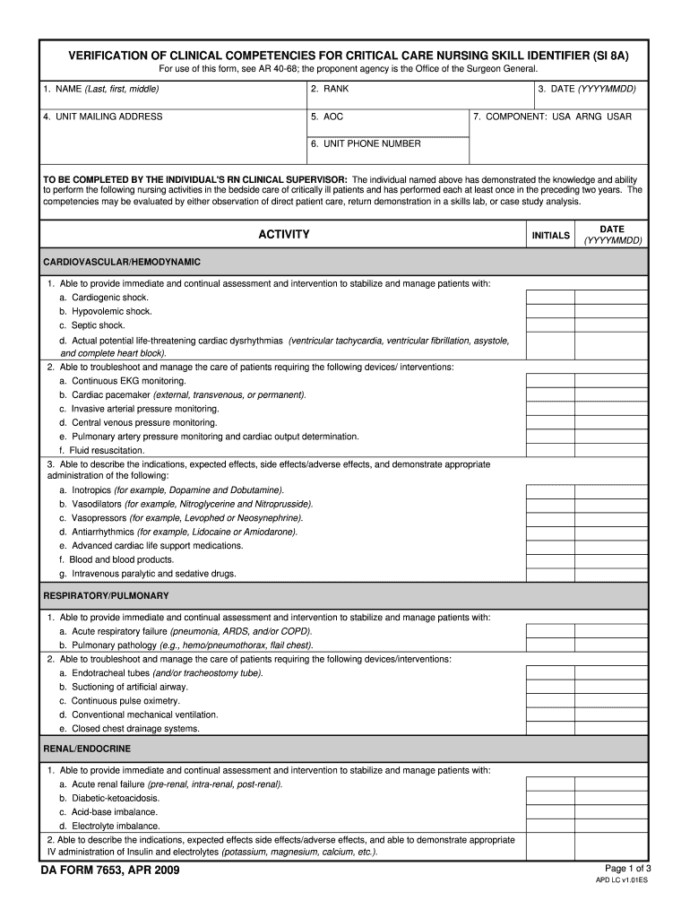 DA Form 7653 form preview