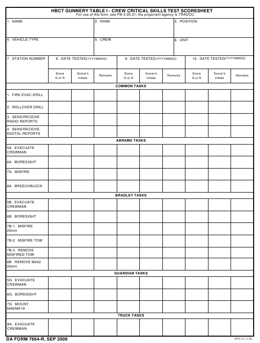 DA Form 7664-R form preview