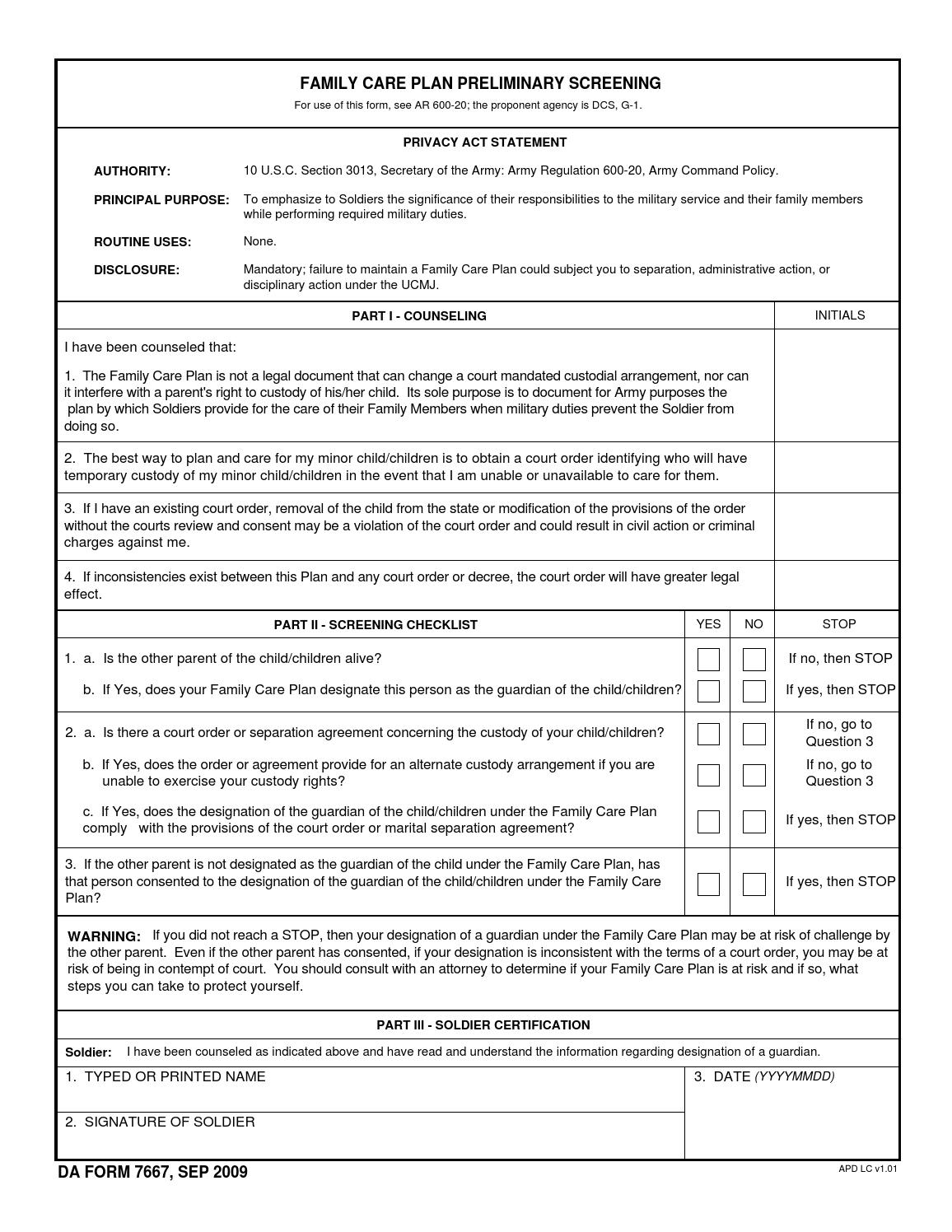 DA Form 7667 form preview