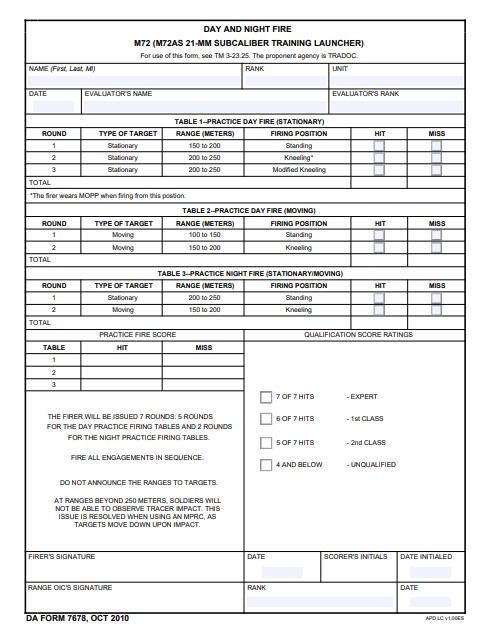 DA Form 7678 form preview