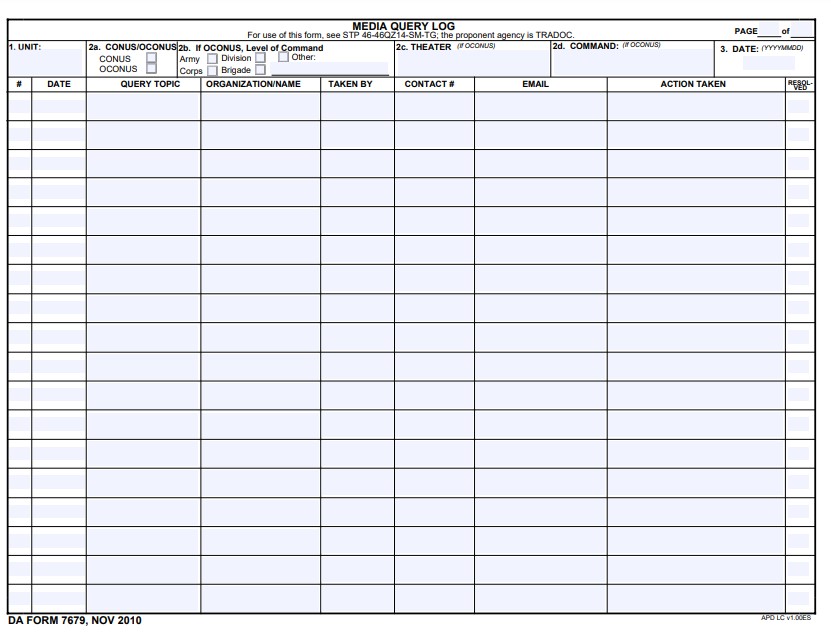 DA Form 7679 form preview