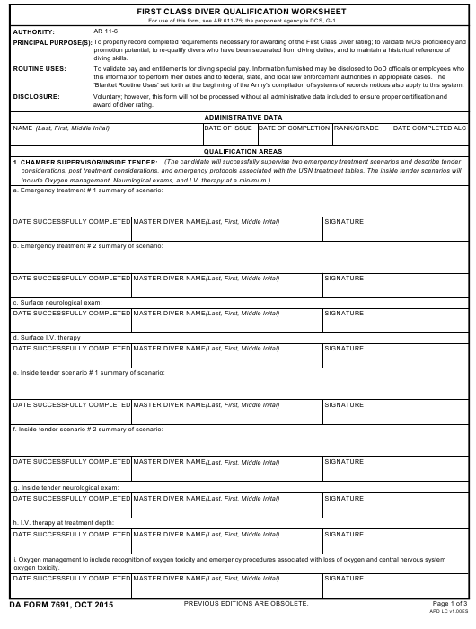 DA Form 7691 form preview