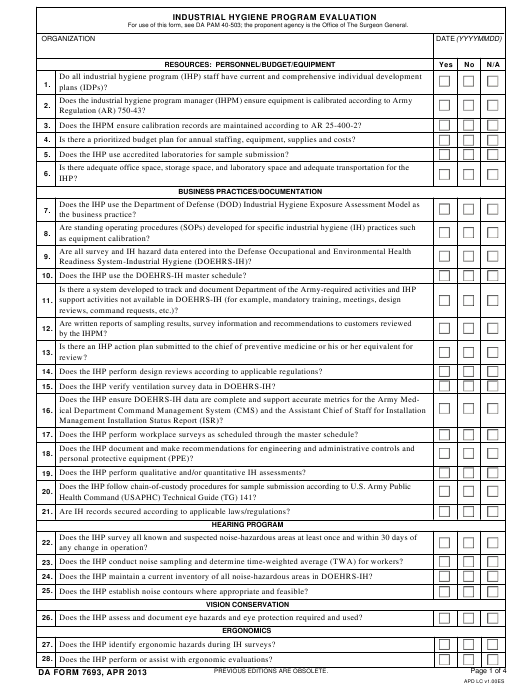 DA Form 7693 form preview