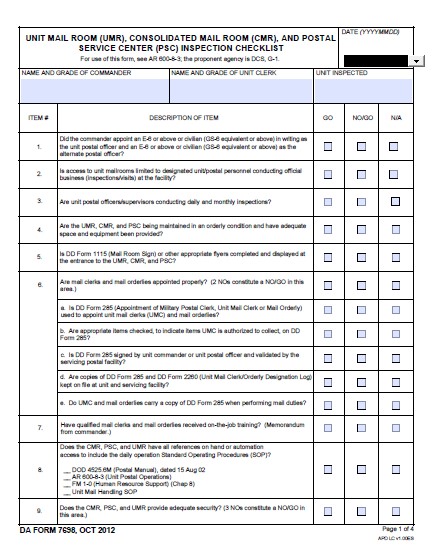 DA Form 7698 form preview