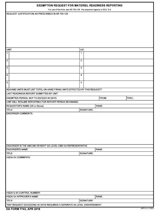 DA Form 7743 form preview