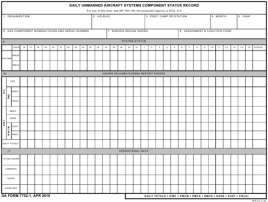 DA Form 7752-1 form preview