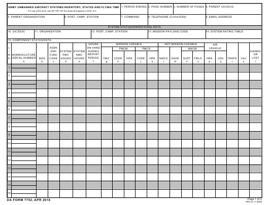 DA Form 7752 form preview