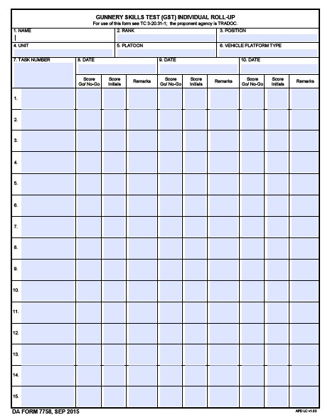 DA Form 7758 form preview