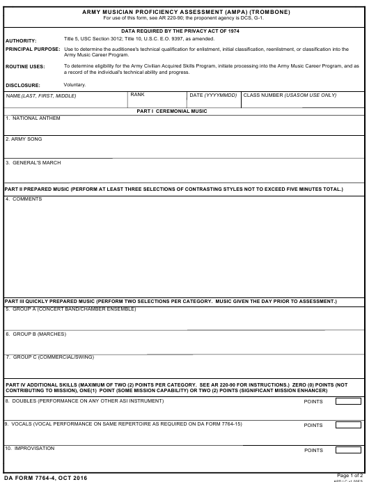 DA Form 7764-4 form preview