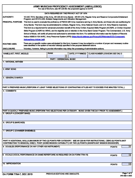 DA Form 7764-7 form preview