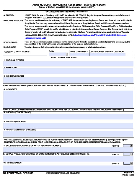 DA Form 7764-9 form preview