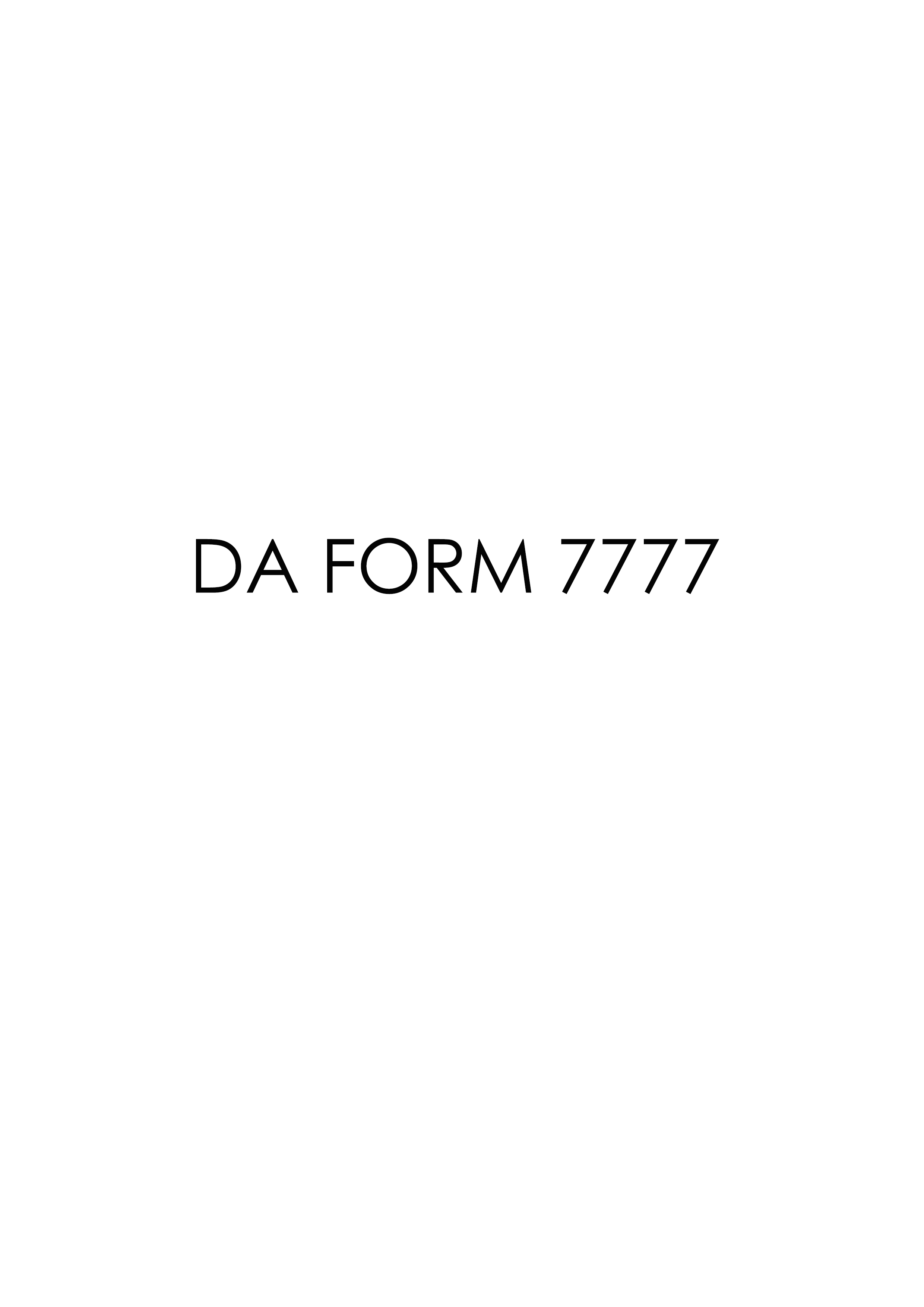 DA Form 7777 form preview