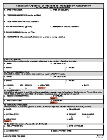 DA Form 7799 form preview