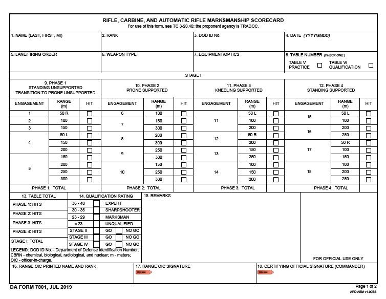 DA Form 7801 form preview