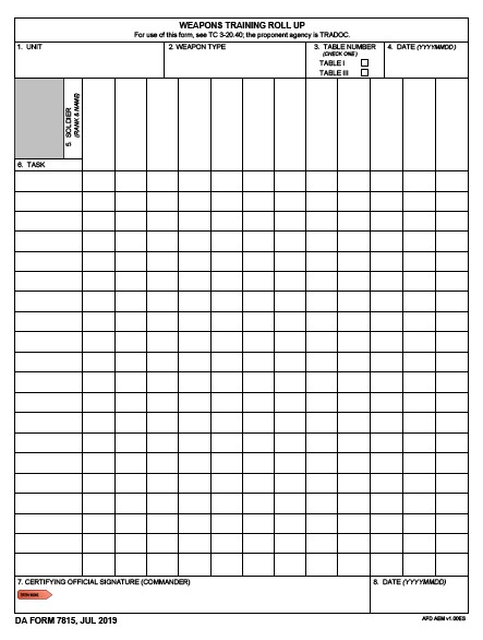 DA Form 7815 form preview