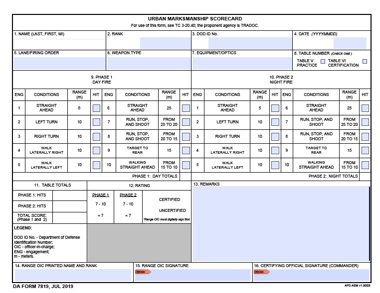 DA Form 7819 form preview