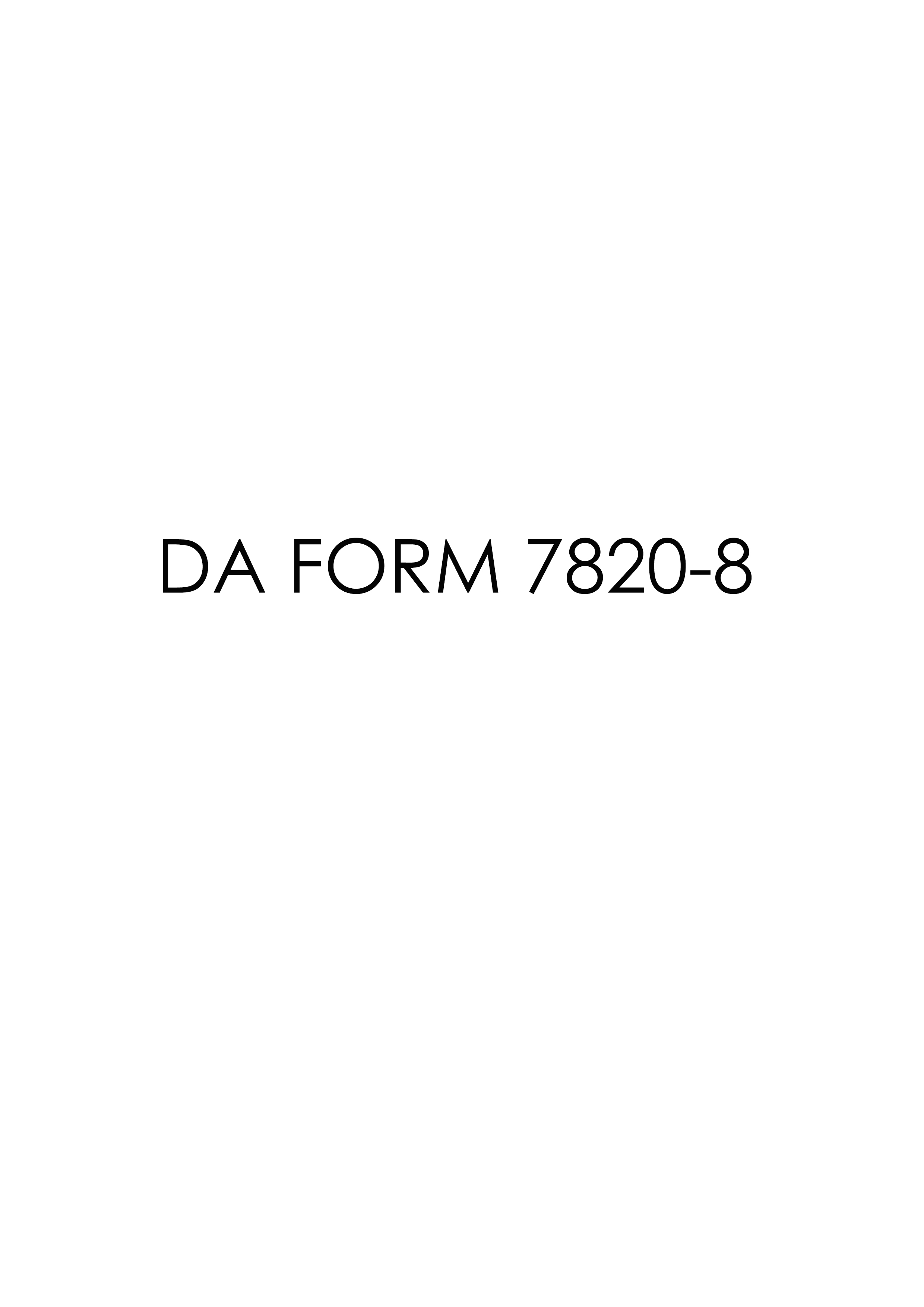 DA Form 7820-8 form preview