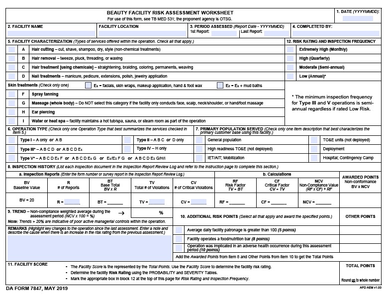 DA Form 7847 form preview