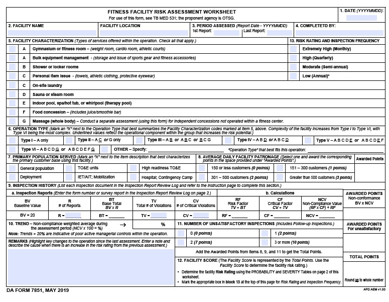 DA Form 7851 form preview