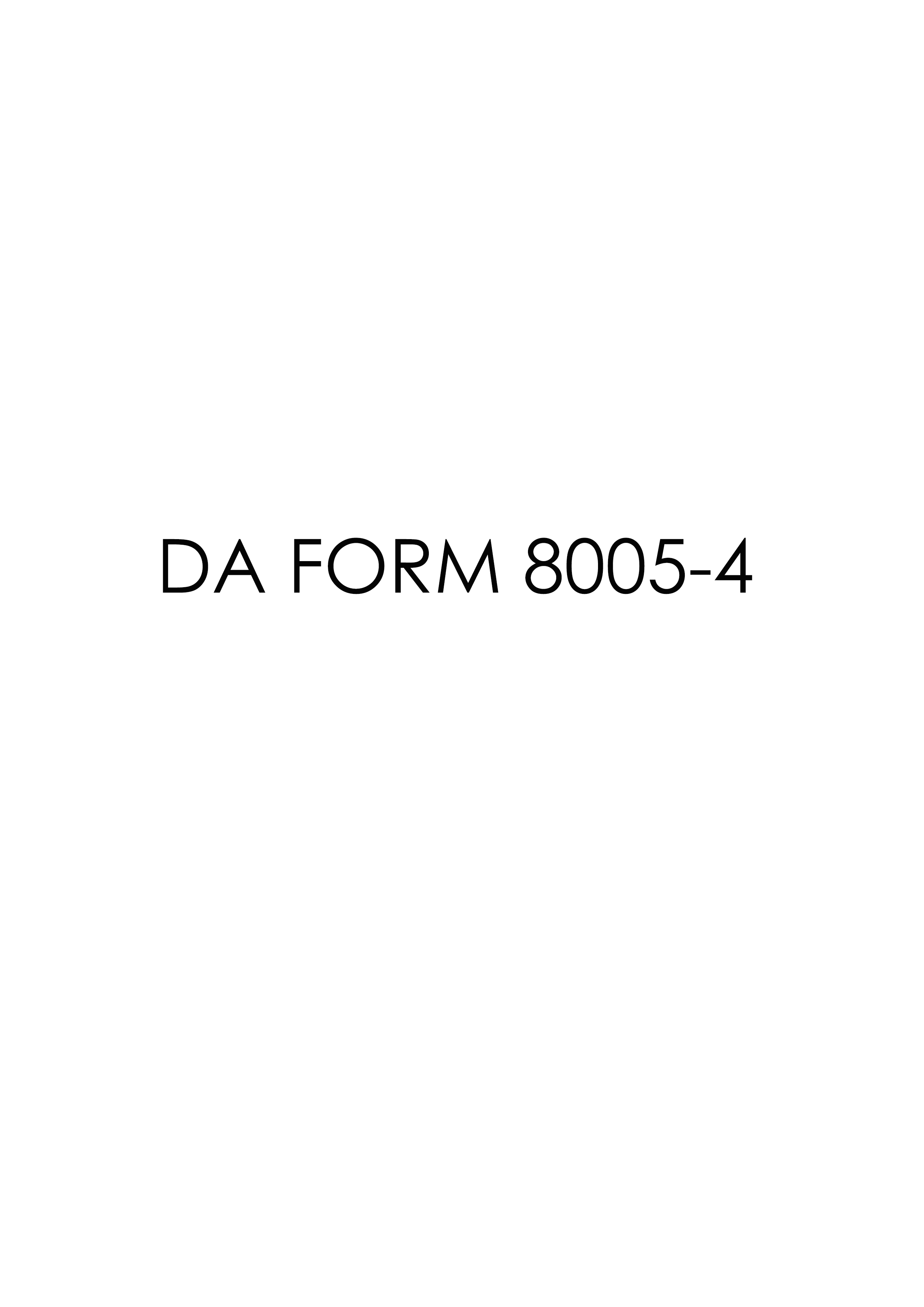 DA Form 8005-4 form preview