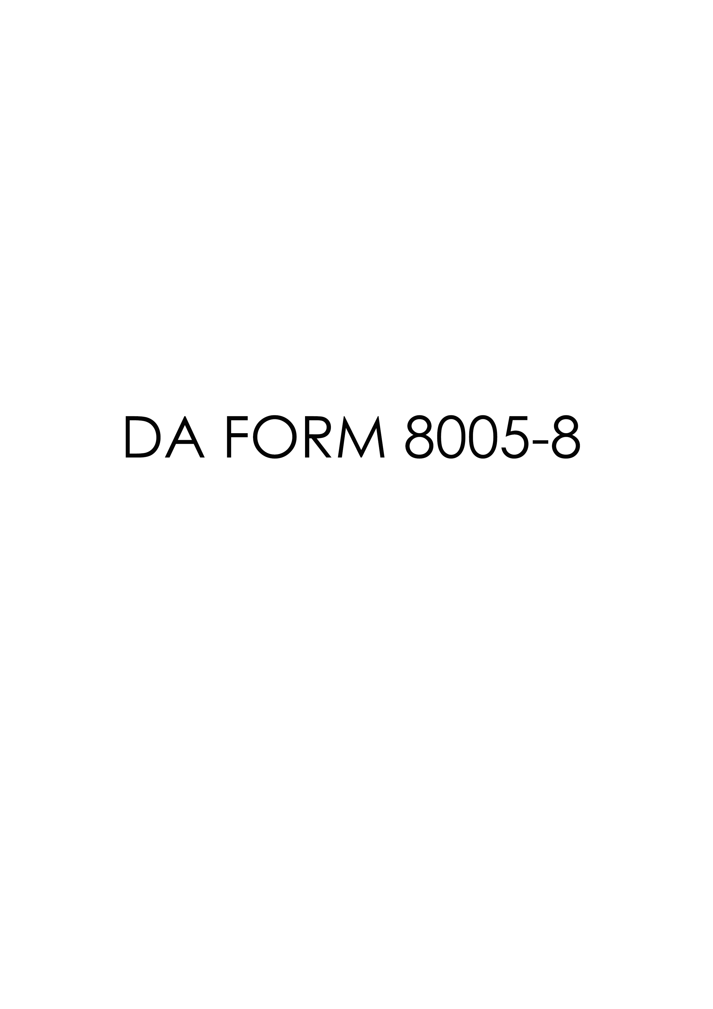 DA Form 8005-8 form preview