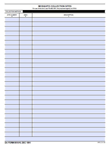 DA Form 8010-R form preview