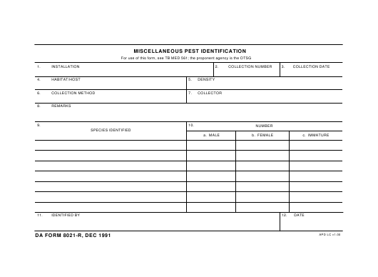 DA Form 8021-R form preview
