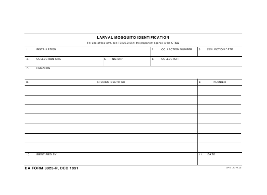 DA Form 8025-R form preview