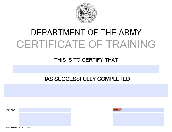 DA Form 87 form preview