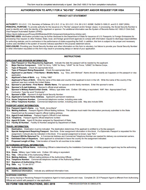 DD Form 1056 form preview
