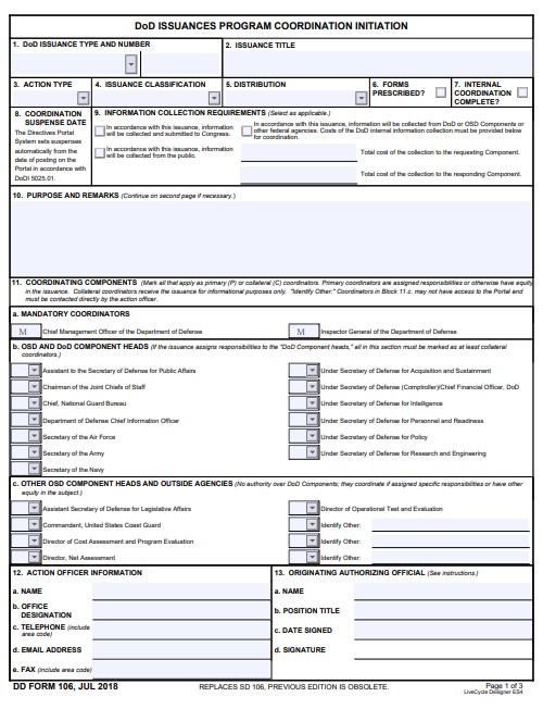 DD Form 106 form preview