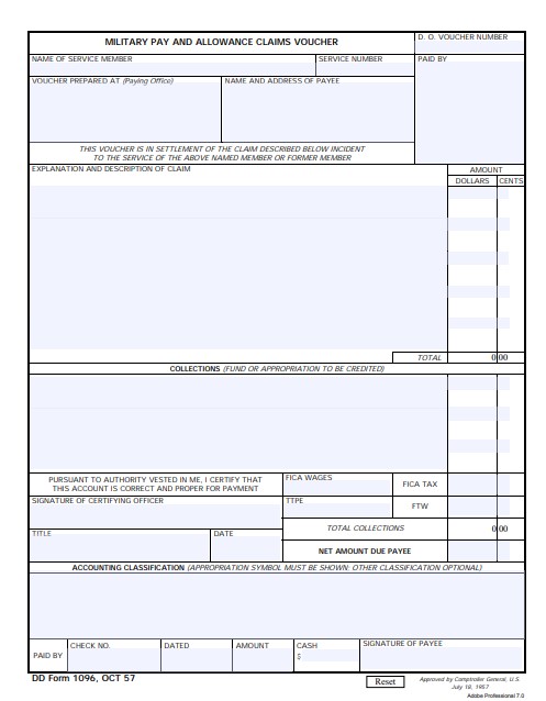 DD Form 1096 form preview